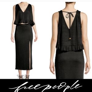 COPY - FREE PEOPLE Black Ribbed No Excuses 2pc Skirt Set